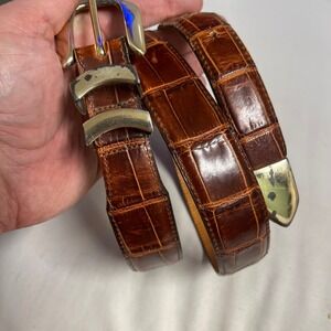 Onyx by Brighton Mens 36 Brown Crocodile Embossed Leather Western Belt 19407